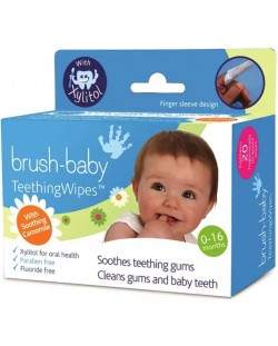 Servețele de curatare gingii și dinți Brush Baby - 0-16 luni, 20 buc.