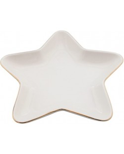 Farfurie de porțelan HIT - Star, 18 cm, alb cu auriu