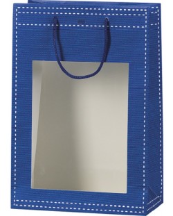 Sacosa de cadou Giftpack - 20 x 10 x 29 cm, albastru, fereastra PVC