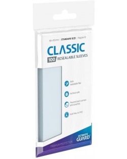 Protectoare pentru carduri Ultimate Guard Classic Sleeves Resealable - Standard Size, Transparent (100 buc.)