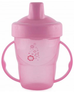 Cană de tranziție cu mânere și vârf tare Lorelli Baby Care - 210 ml, roz