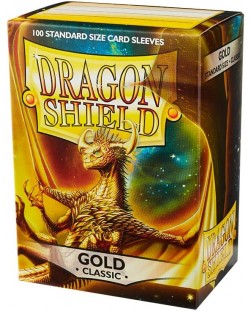 Protecții pentru cărți de joc Dragon Shield Classic Sleeves - Aur (100 buc.)