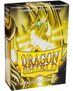 Protecții pentru cărți de joc Dragon Shield Sleeves - Small Matte Yellow (60 buc.)