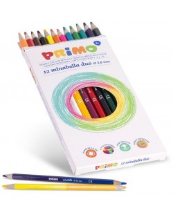 Creioane colorte cu doua capete Primo Minabella Duo - 12 bucati, 24 culori