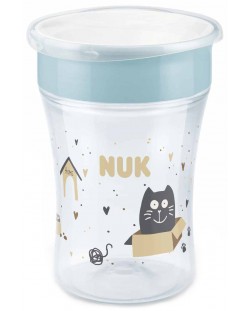 Pahar de tranziție NUK - Magic Cup, 8 m+, 230 ml, pisică și câine, gri