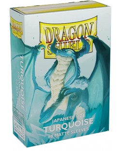 Protecții pentru cărți de joc Dragon Shield Sleeves - Small Matte Turquoise (60 buc.)