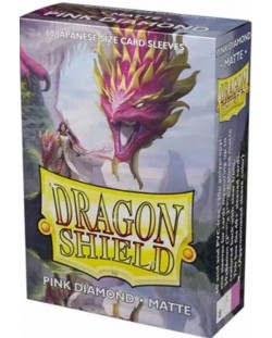 Protecții pentru cărți de joc Dragon Shield Diamond Sleeves - Small Matte Pink (60 buc.)