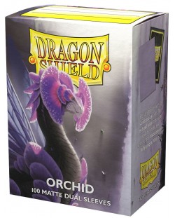 Protecții pentru cărți de joc Dragon Shield Dual Sleeves - Matte Orchid (100 buc.)