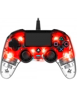Controller Nacon pentru PS4 - Wired Illuminated Compact Controller, crystal red
