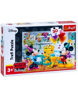 Puzzle Trefl de 30 piese -  Mickey Mouse, Tort pentru ziua de  nastere