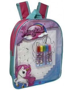  Ghiozdan pentru grădinița IMC Toys - Unicorn, cu trusa de colorat