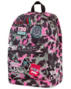 Ghiozdan scolar Cool Pack Cross - Camo Pink Badges