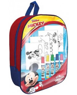  Ghiozdan pentru grădinița IMC Toys - Mickey Mouse, cu trusa de colorat