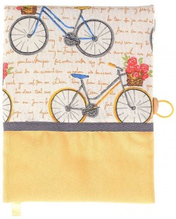 Coperta carte: Bicicleta cu trandafiri - banda maro (coperta textila cu nasture)