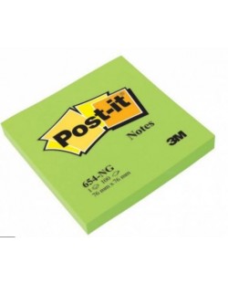 Notite autoadezive Post-it - 654-NG - Verzi, 7.6 x 7.6 cm, 100 buc.