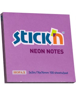 Notite adezive Stick'n - 76 x 76 mm, violet neon, 100 file