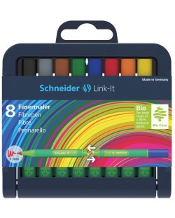 Set carioci Schneider - Link-It, 8 culori, in cutie cu suport