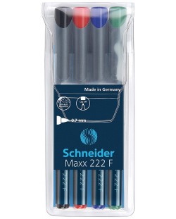 Set de 4 markere Schneider permanente OHP Maxx 222 F, 0,7 mm