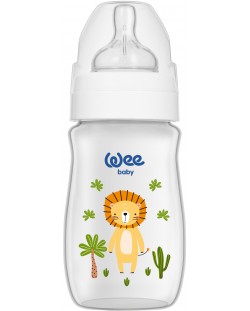Biberon cu deschidere largă Wee Baby - Safari, PP, 250 ml, leu