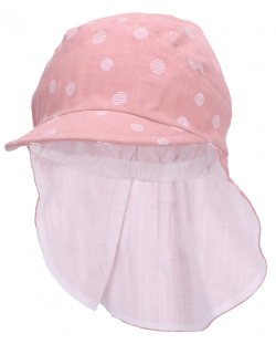 Pălărie cu gât din material textil și protecție UV 50+ Sterntaler - La puncte, 51 cm,18-24 luni, roz