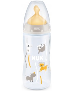 Biberon Nuk First Choice - Temperature control, cu suzeta din siliconm 30 ml, alb, animalute