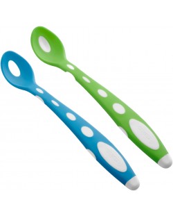Linguri de silicon BabyJem - 2 bucăți, verde și albastru