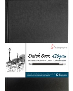 Bloc de schițe Hahnemuhle Sketch Book - A5, husă din piele, 64 de coli