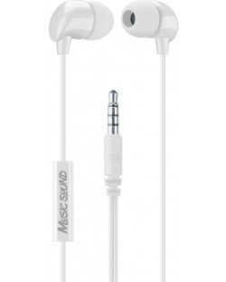 Căști cu microfon Cellularline - Music Sound 3.5 mm, alb