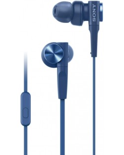 Casti cu microfon Sony - MDR-XB55AP, albastre