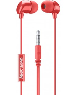 Căști cu microfon Cellularline - Music Sound 3.5 mm, roșu