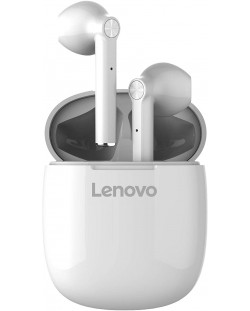 Casti cu microfon Lenovo - HT30, TWS, albe