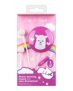 Casti pentru copii Cellularline - Cute & Sweet Lama, roz