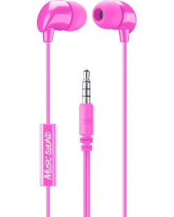 Căști cu microfon Cellularline - Music Sound 3.5 mm, roz