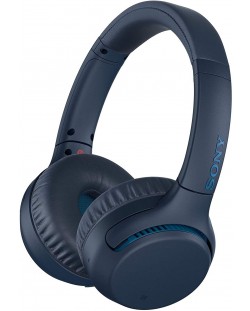 Casti wireless cu microfon Sony - WH-XB700, albastre