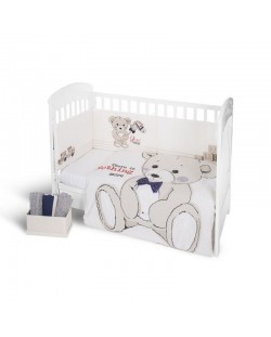 Set 2 piese lenjerie de pat pentru patut bebe  Kikka Boo Teddy Bear - EU style, 60 x 120 cm