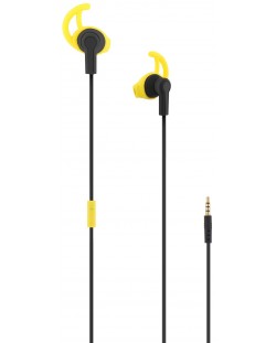 Casti sport in ear cu microfon TNB -Sport Running, galben/negre