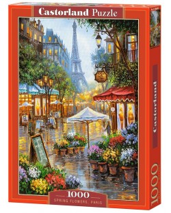 Puzzle Castorland de 1000 piese - Flori de primavara in Paris