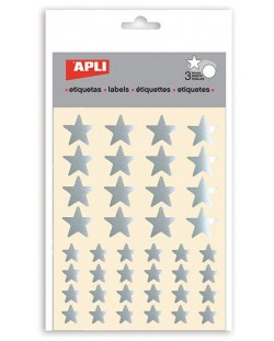 Set stickere APLI - Stele argintii, stralucitoare, 3 file