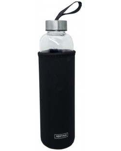 Sticlă de sticlă Nerthus - Negru, protecție din neopren, 600 ml