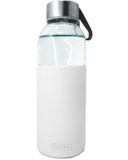 Sticluță de sticlă Nerthus - Alb, protecție din silicon, 400 ml