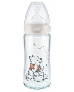 Sticla de sticla NUK First Choice - Temperature Control, 0-6 luni, 240 ml, Winnie the Pooh