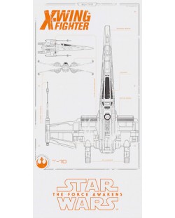 Poster de sticla SD Toys Star Wars - Episode 7 X-Wing Blue Print