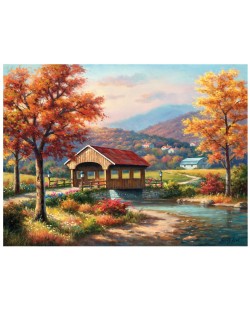 Puzzle SunsOut de 1000 piese - Sung Kim, Fall at the Covered Bridge