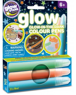 Markere luminoase in intuneric Brainstorm Glow - Colorate, 3 bucati