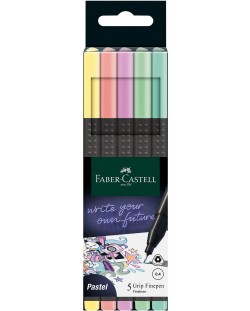 Fineliner Faber-Castell Grip - 0,4 mm, pastel, 5 culori