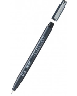 Fineliner Pentel Pointliner - 0.3 mm, negru
