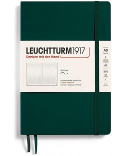 Notebook-ul Leuchtturm1917 Natural Colors - A5, verde închis, pagini punctate, coperte moi