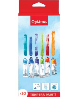 Tempera Optima - 10 culori, cu pensula
