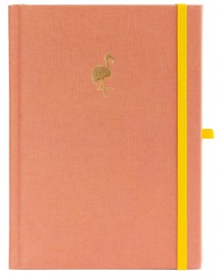 Caiet Blopo cu copertă din in - The Flamingo, pagini punctate
