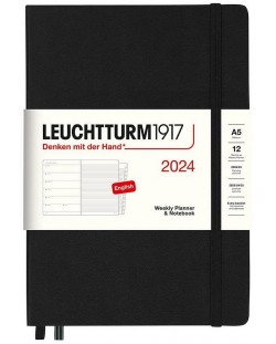 Carnet de notițe  Leuchtturm1917 Weekly Planner and Notebook - A5,negru, 2024